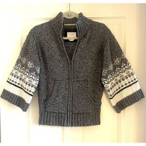 Old Navy Vintage Y2K Sweater Cardigan Sz S Fair Isle Nordic Kimono Sleeve Zip Up
